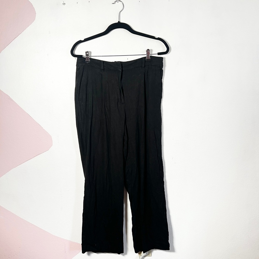 Old Navy Linen Trousers Sz Medium Black